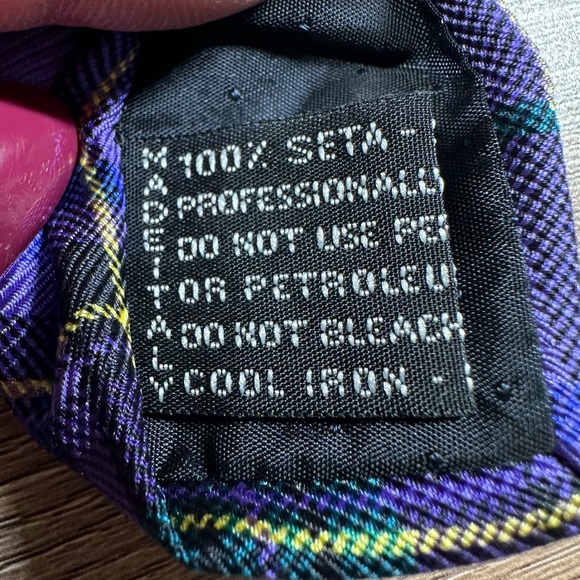 Gianni Versace 100% Silk Tie Medusa Head Baroque Tartan Plaid 57” 3 3/4” - Picture 5 of 11